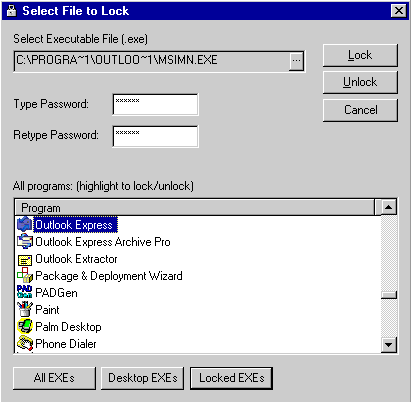 EXELock Screenshot